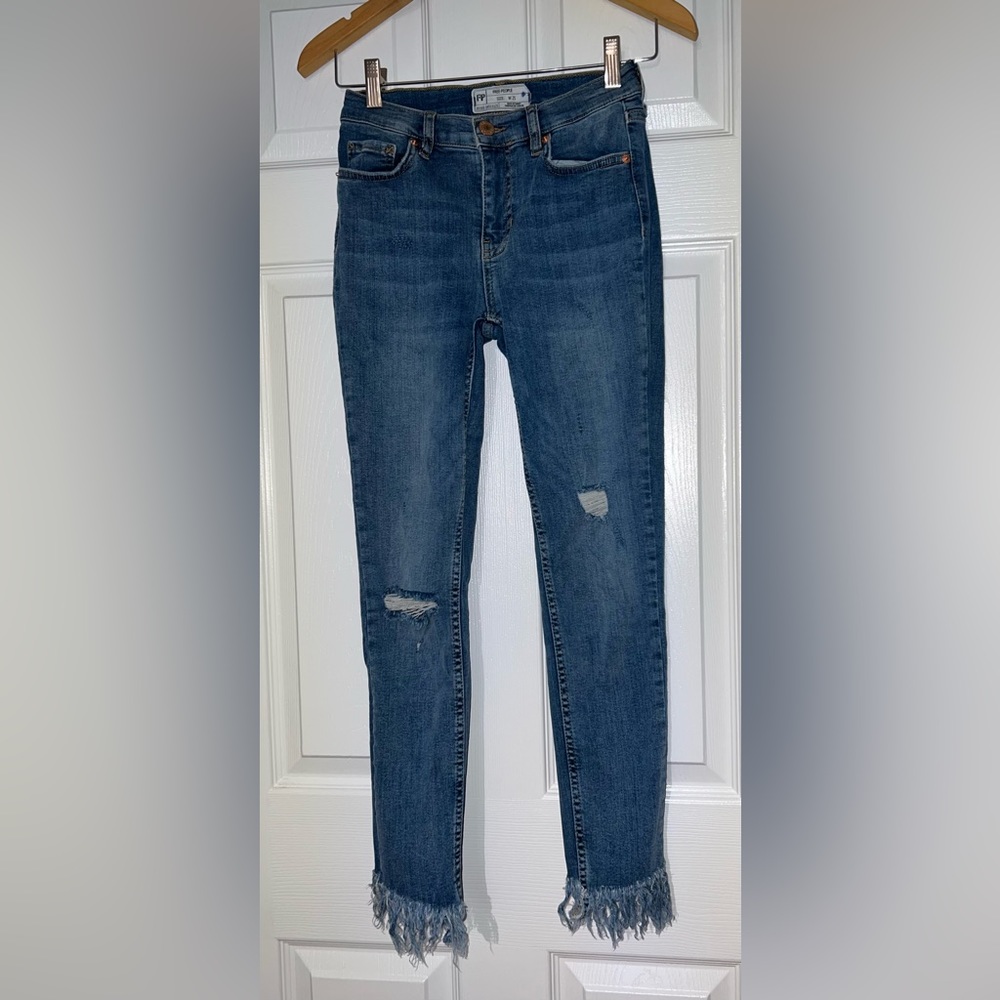 Free People Fringe Hem Skinnies
